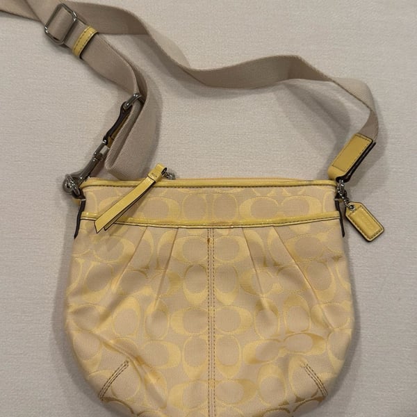 Coach Signature C Yellow Crossbody Bag 9x8 Yellow Jacquard