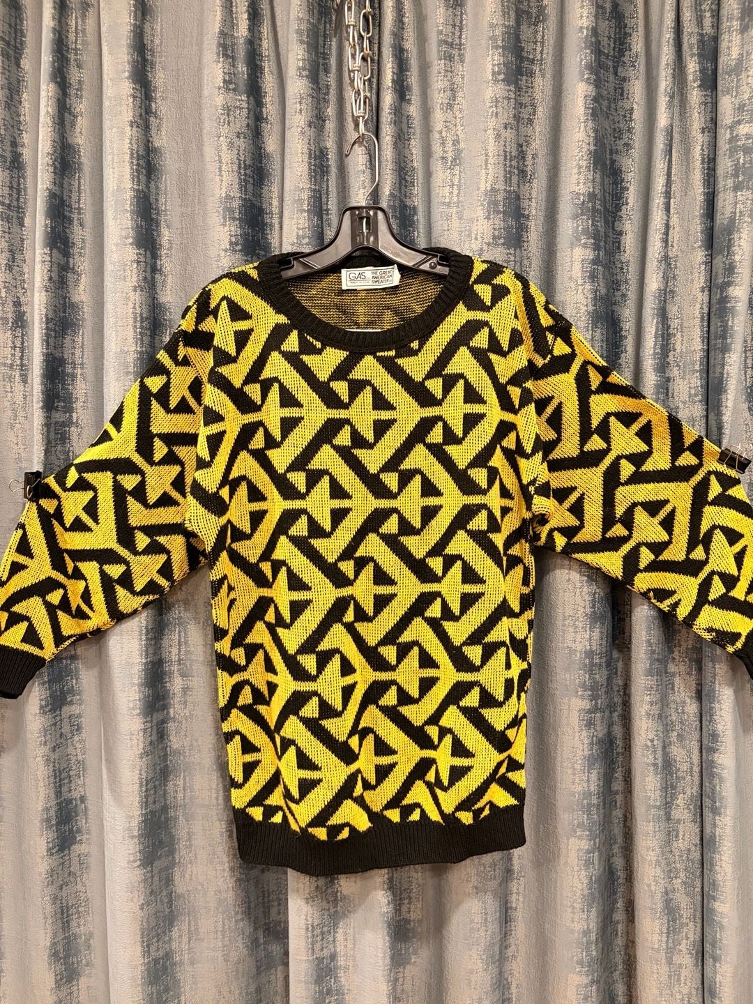 Vintage Gas The Great American Yellow Black Geometric Sweater 2
