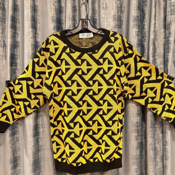 Vintage Gas The Great American Yellow Black Geometric Sweater