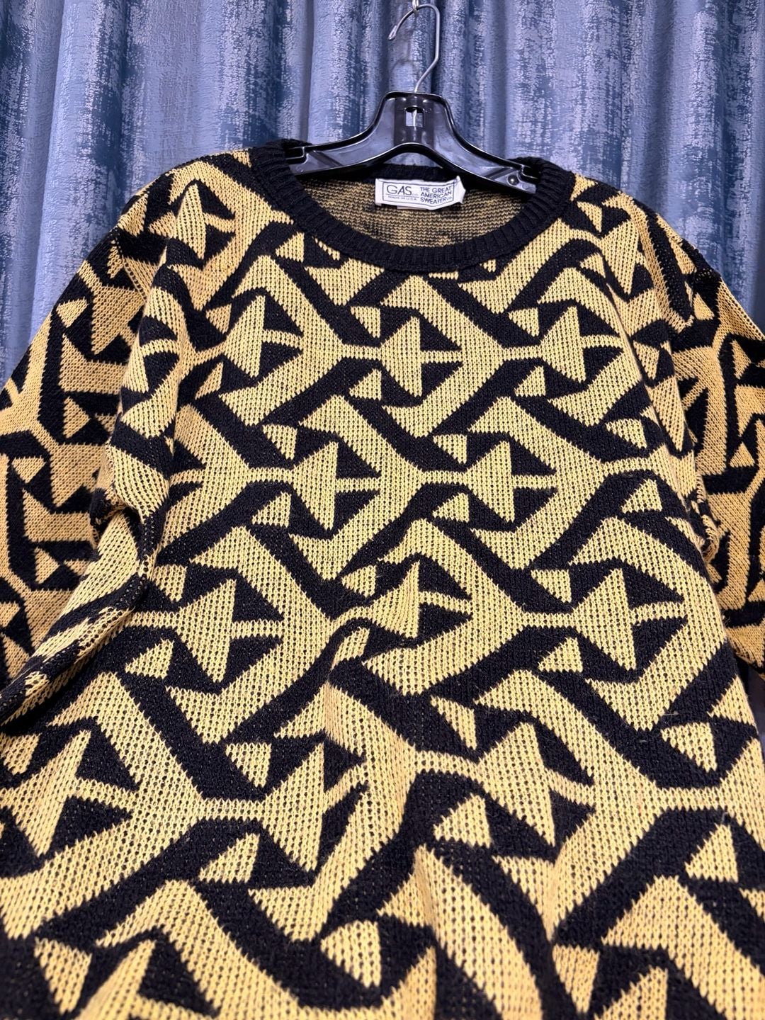 Vintage Gas The Great American Yellow Black Geometric Sweater 4