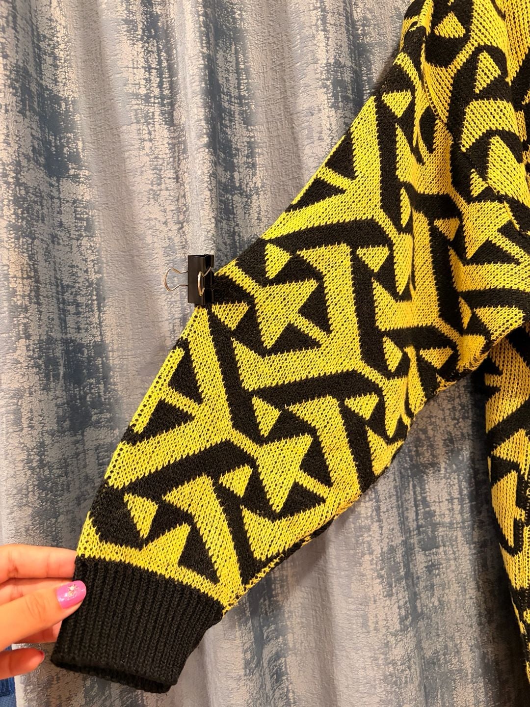 Vintage Gas The Great American Yellow Black Geometric Sweater 6