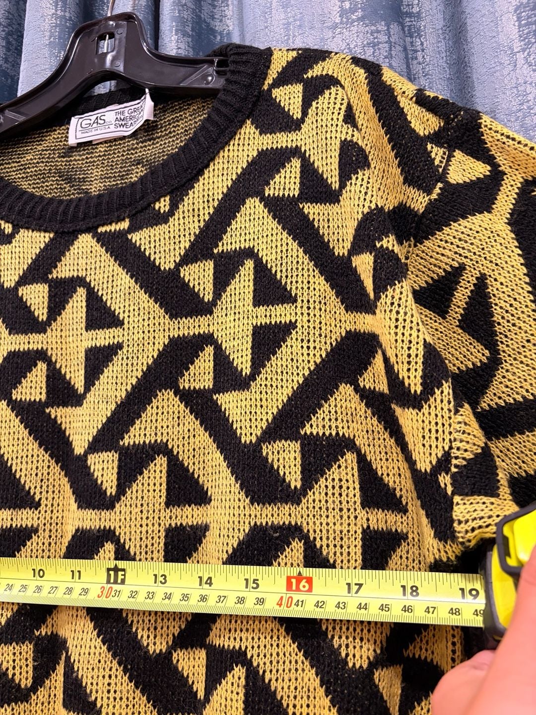 Vintage Gas The Great American Yellow Black Geometric Sweater 9
