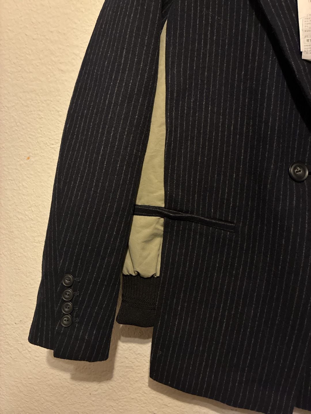 Zara Pinstripe Blazer Size XS Navy Bomber Hybrid Jacket 7