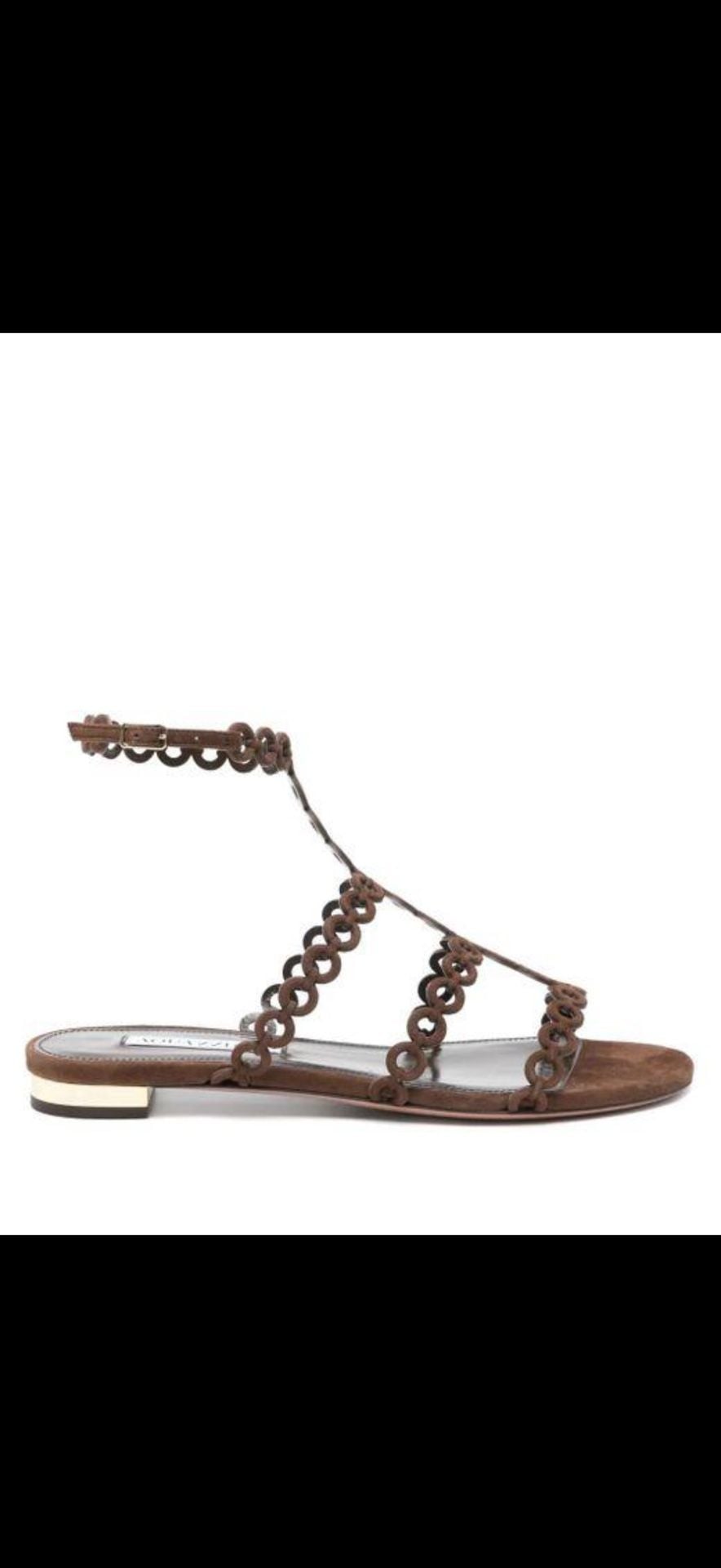 Aquazzura Infinity Chain Flat Espresso Suede Sandals Size 40 MSRP $895 – BNIB 2