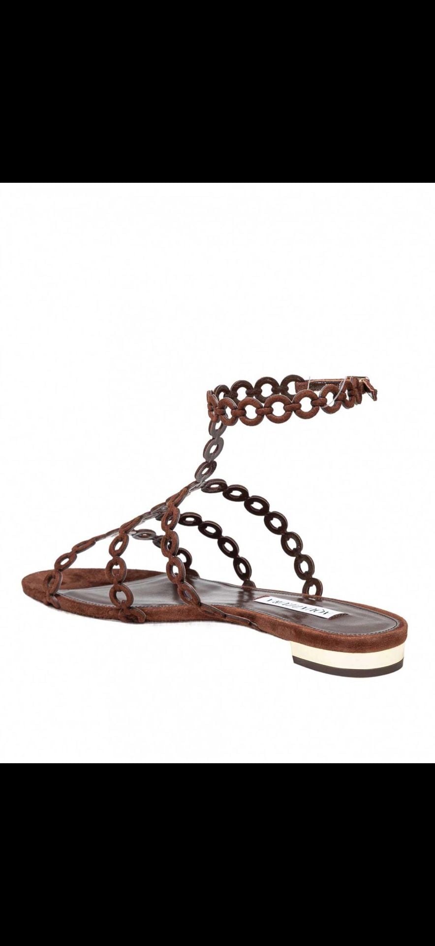Aquazzura Infinity Chain Flat Espresso Suede Sandals Size 40 MSRP $895 – BNIB 3