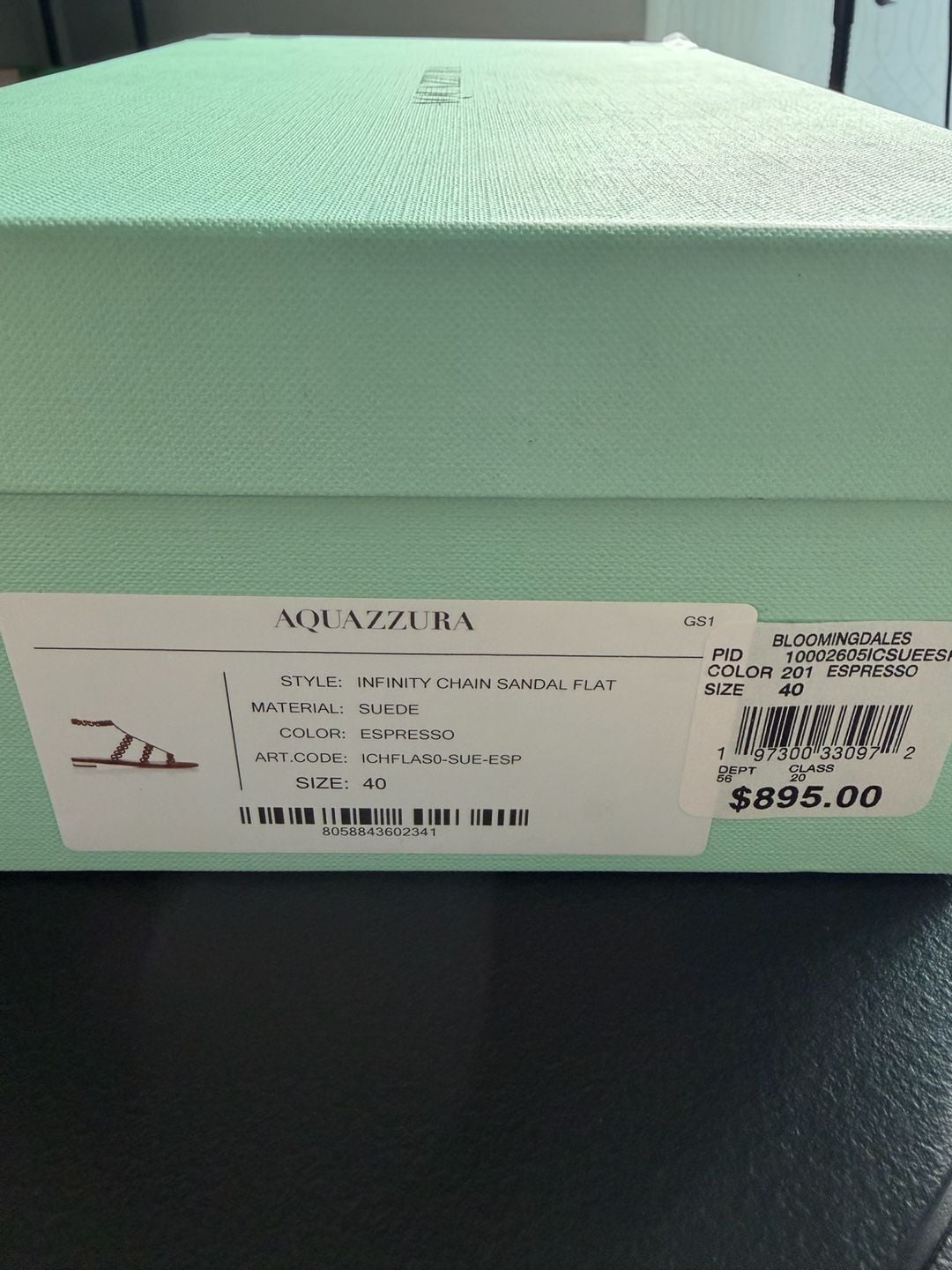 Aquazzura Infinity Chain Flat Espresso Suede Sandals Size 40 MSRP $895 – BNIB 10