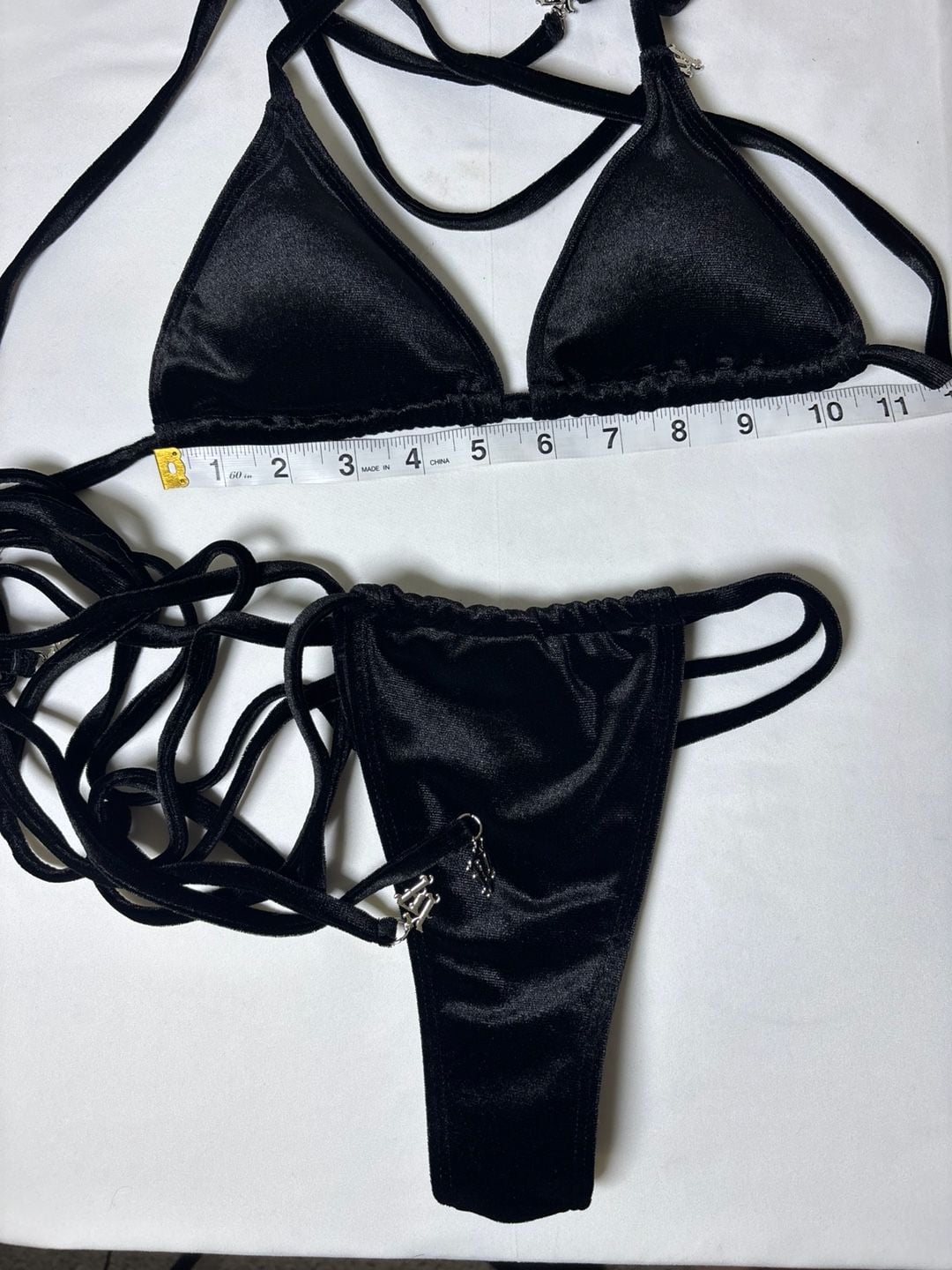 KARMAZ Velvet Bikini Set Black Halter Criss-Cross 12