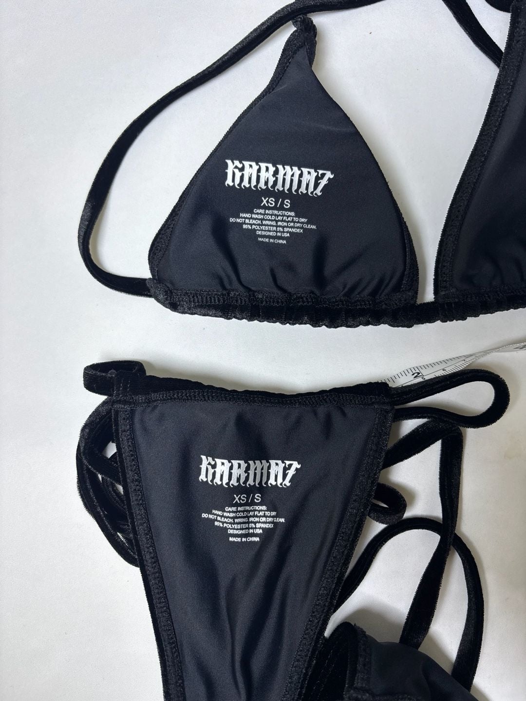 KARMAZ Velvet Bikini Set Black Halter Criss-Cross 14