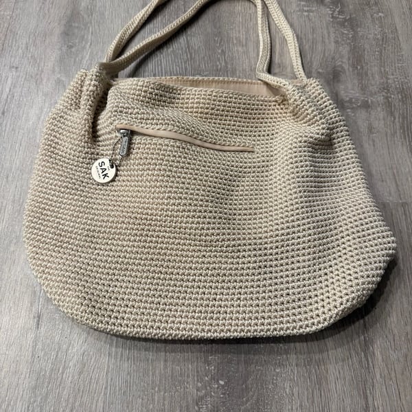 The Sak Crochet Hobo Bag Cream Shoulder Bag
