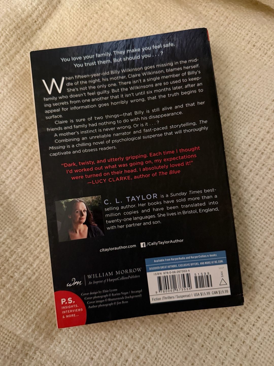 The Missing By C.L. Taylor Paperback Novel 2