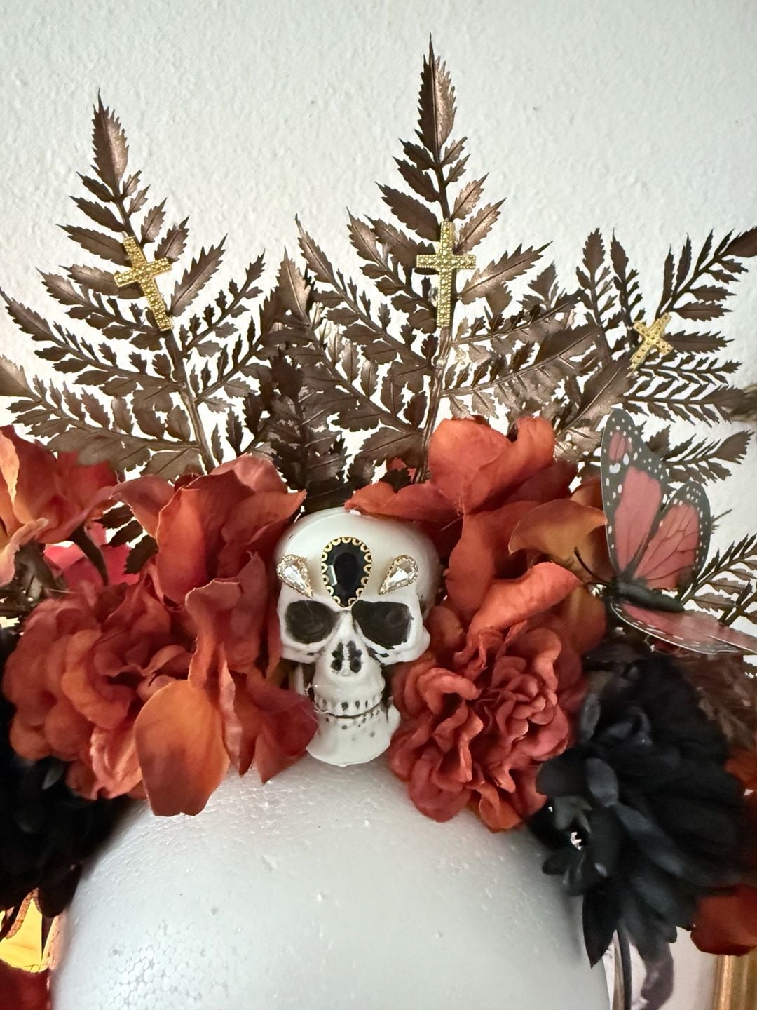 Alma Vintage Boutique Handcrafted Dia De Los Muertos Statement Headpiece 6