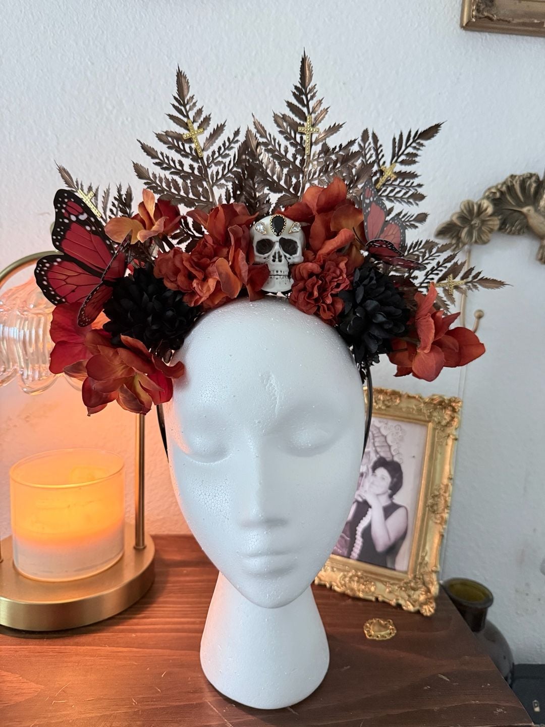 Alma Vintage Boutique Handcrafted Dia De Los Muertos Statement Headpiece 8