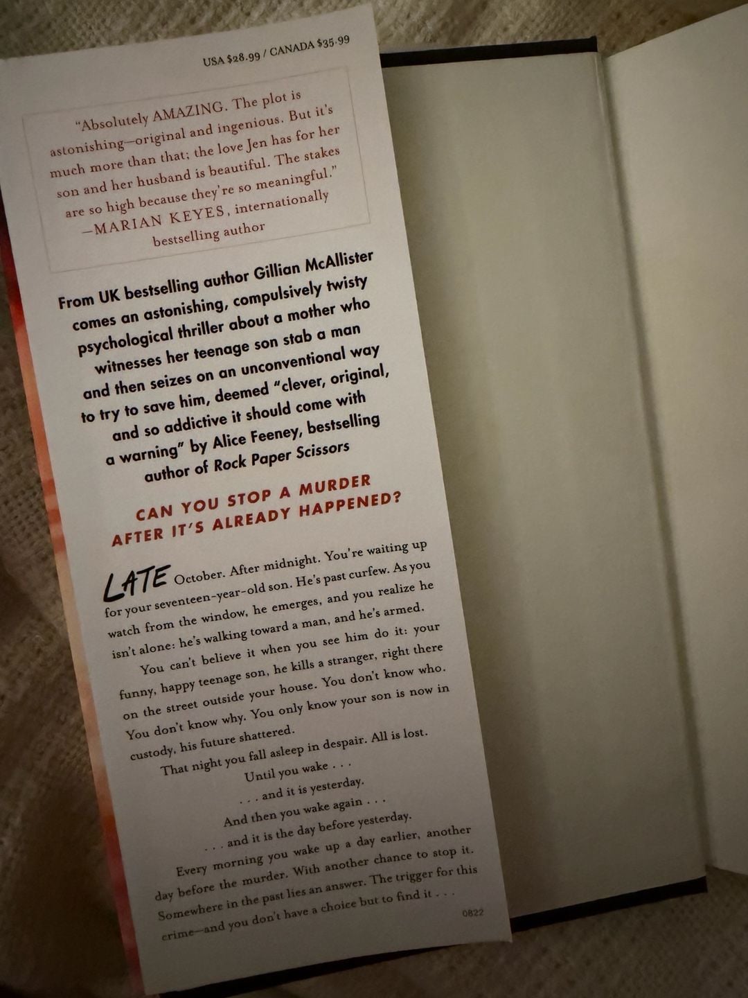 Unread Hardback Wrong Place Wrong Time By Gillian McAllister 2