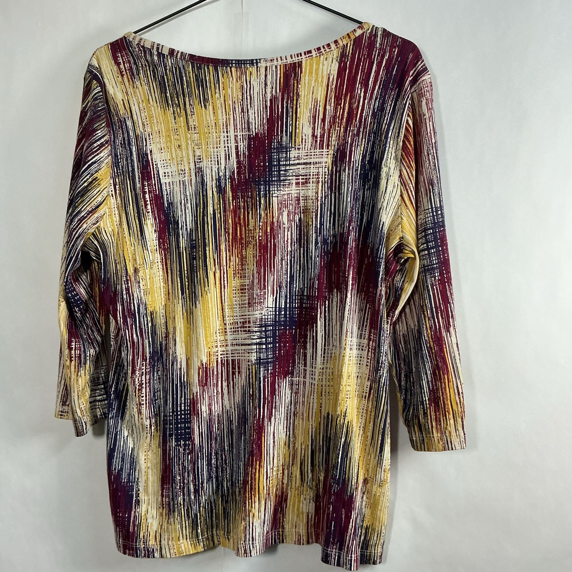 Relativity Womens Top M Henley Shirt 3/4 Sleeve Geometric Cotton Casual 6
