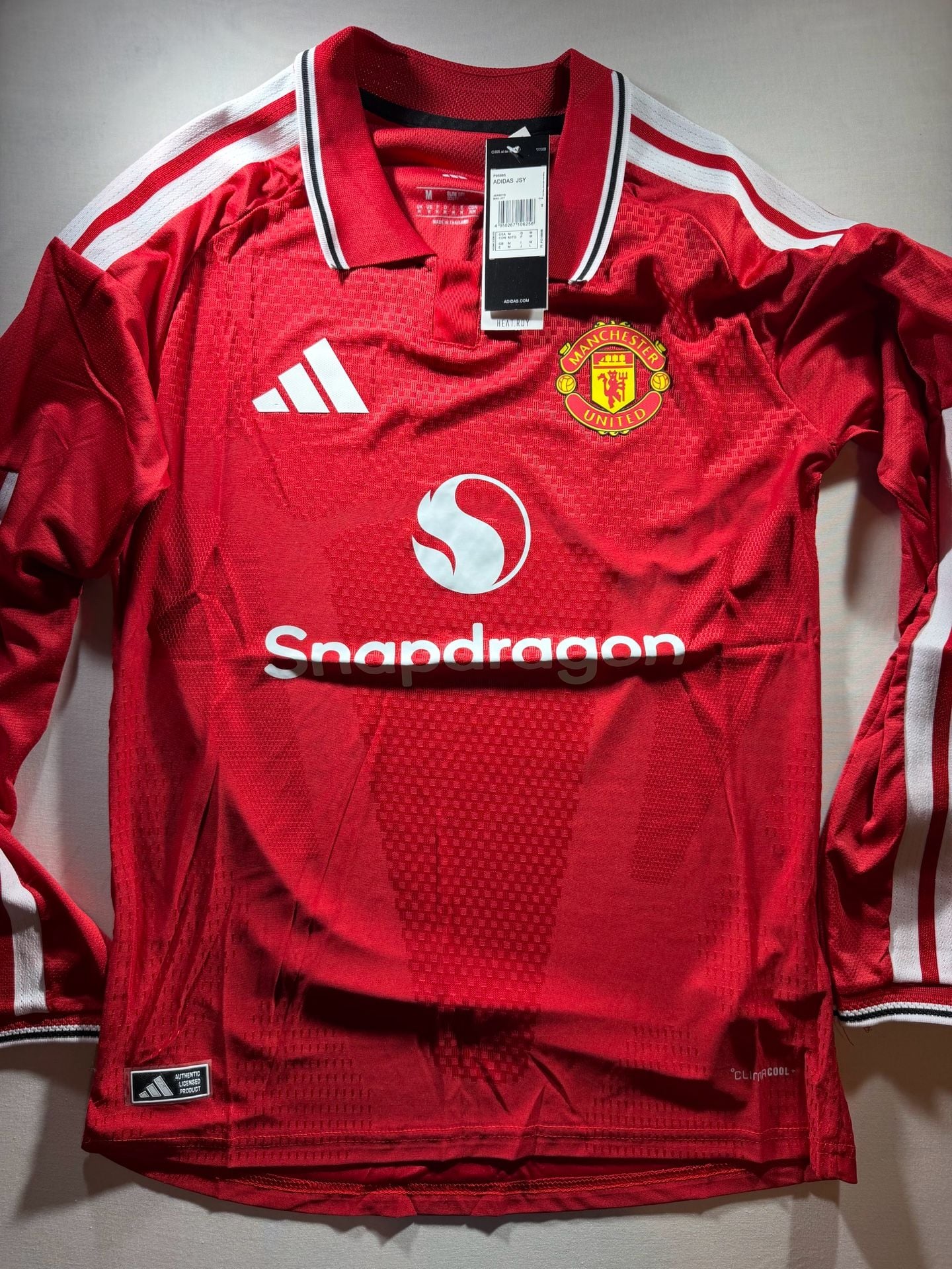 Adidas Manchester United Long Sleeve Home Jersey Size M Red 2