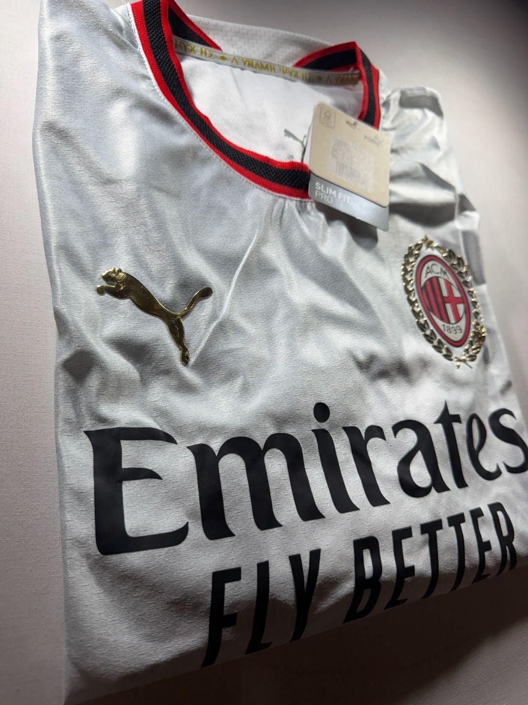 Puma AC Milan Away Jersey Size M Long Sleeve White Soccer Shirt New 16