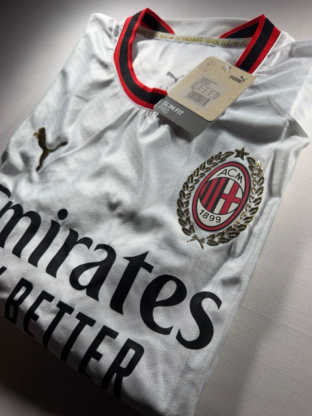 Puma AC Milan Away Jersey Size M Long Sleeve White Soccer Shirt New 17