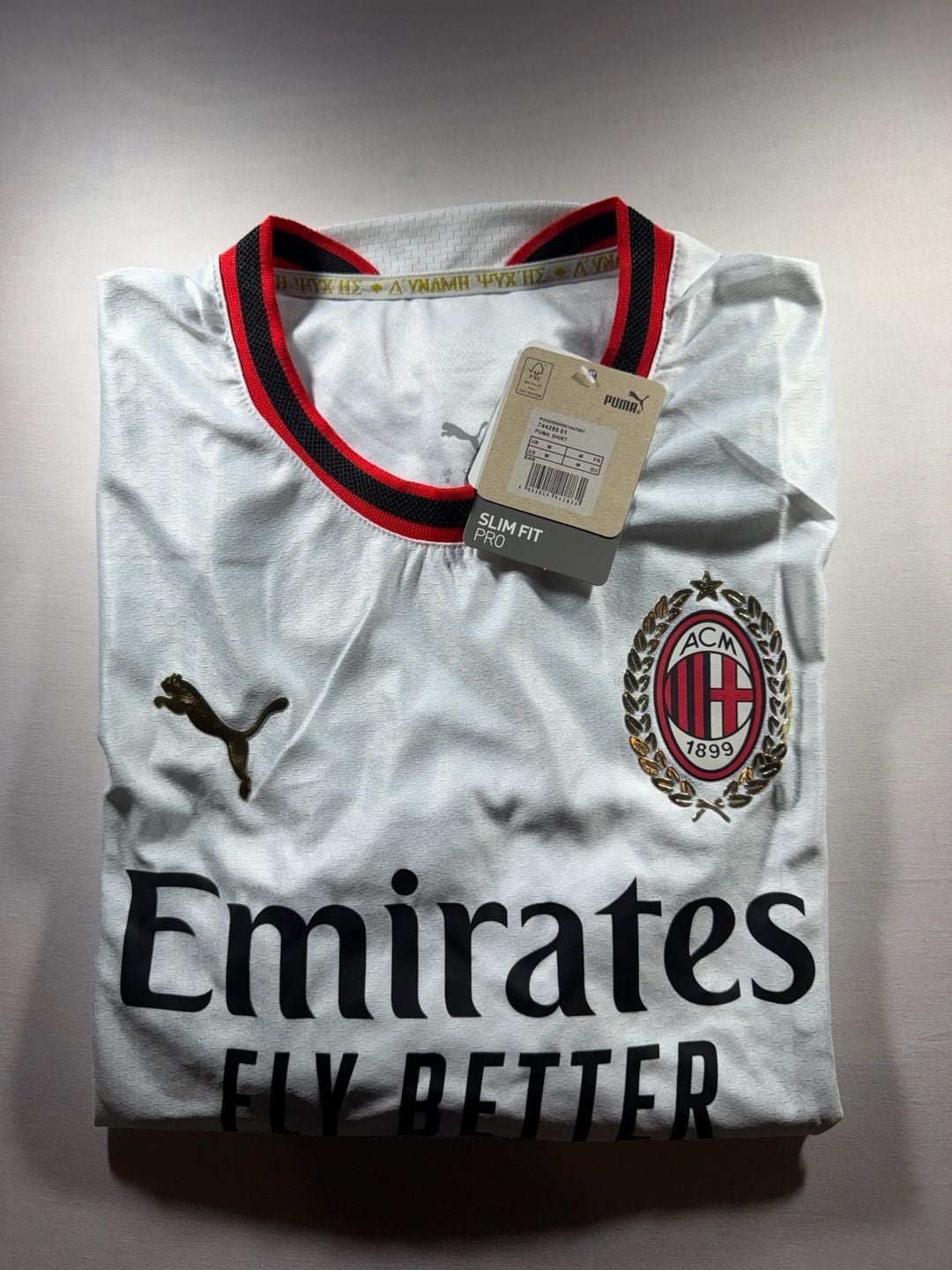 Puma AC Milan Away Jersey Size M Long Sleeve White Soccer Shirt New 18