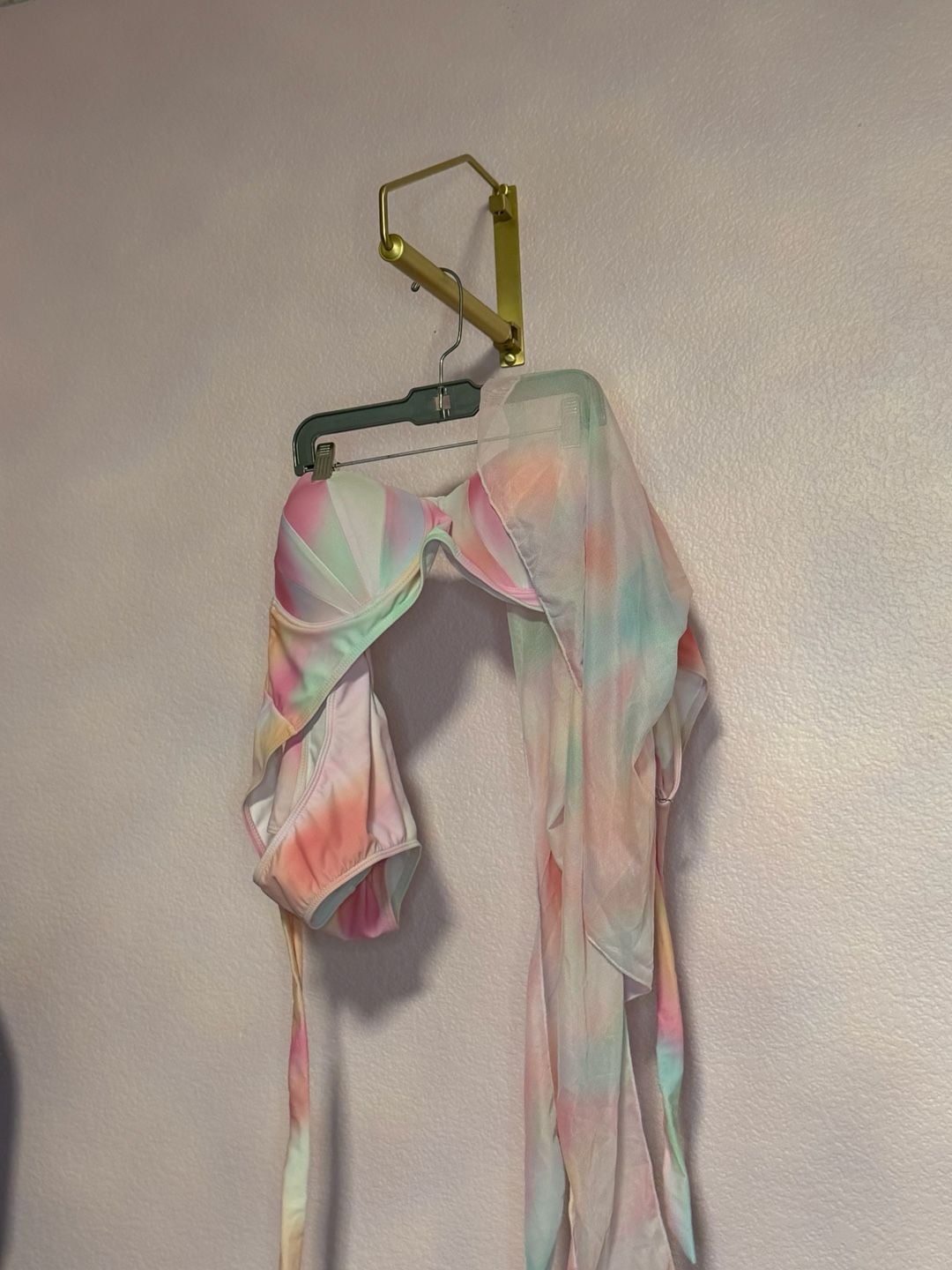 SHEIN Bikini Size XL Multi Tie Dye Underwire Swimsuit Cover Up Set 1