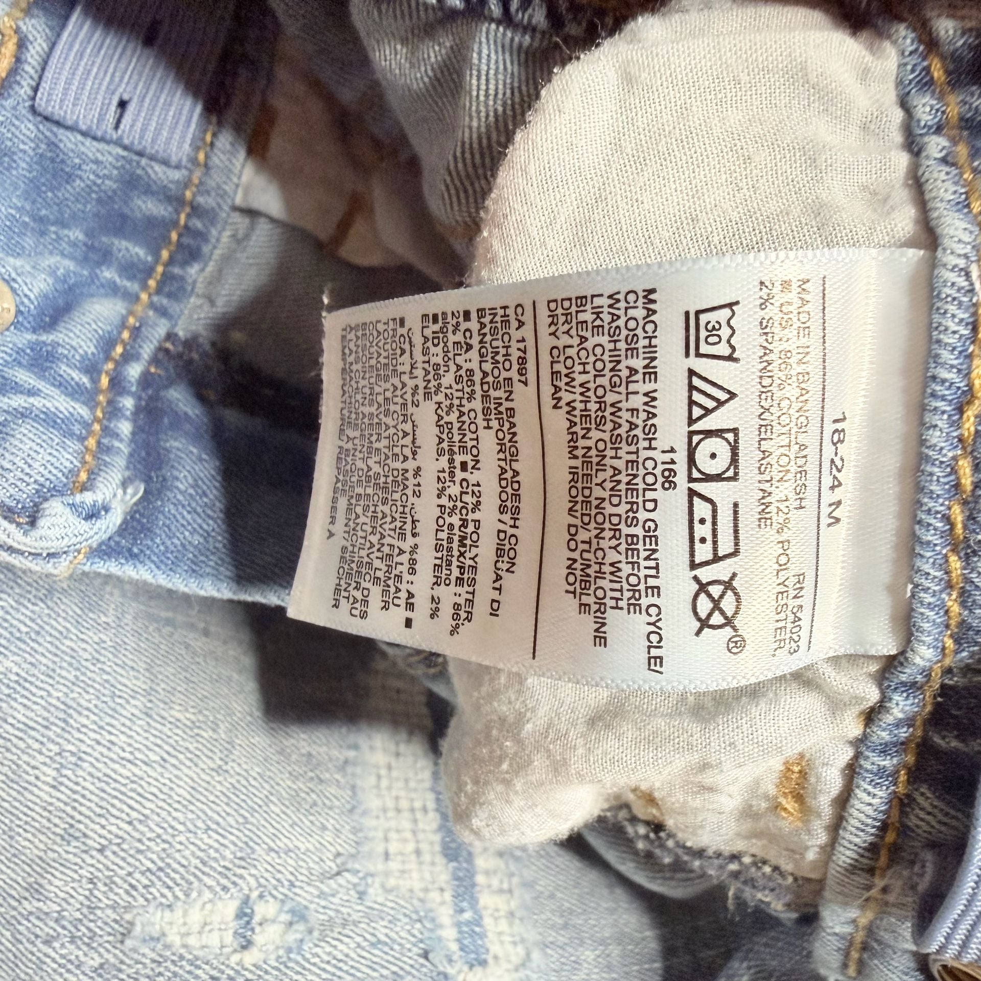 Old Navy Karate Skinny Jeans 18-24M Light Wash Distressed 360 Stretch NWOT 4