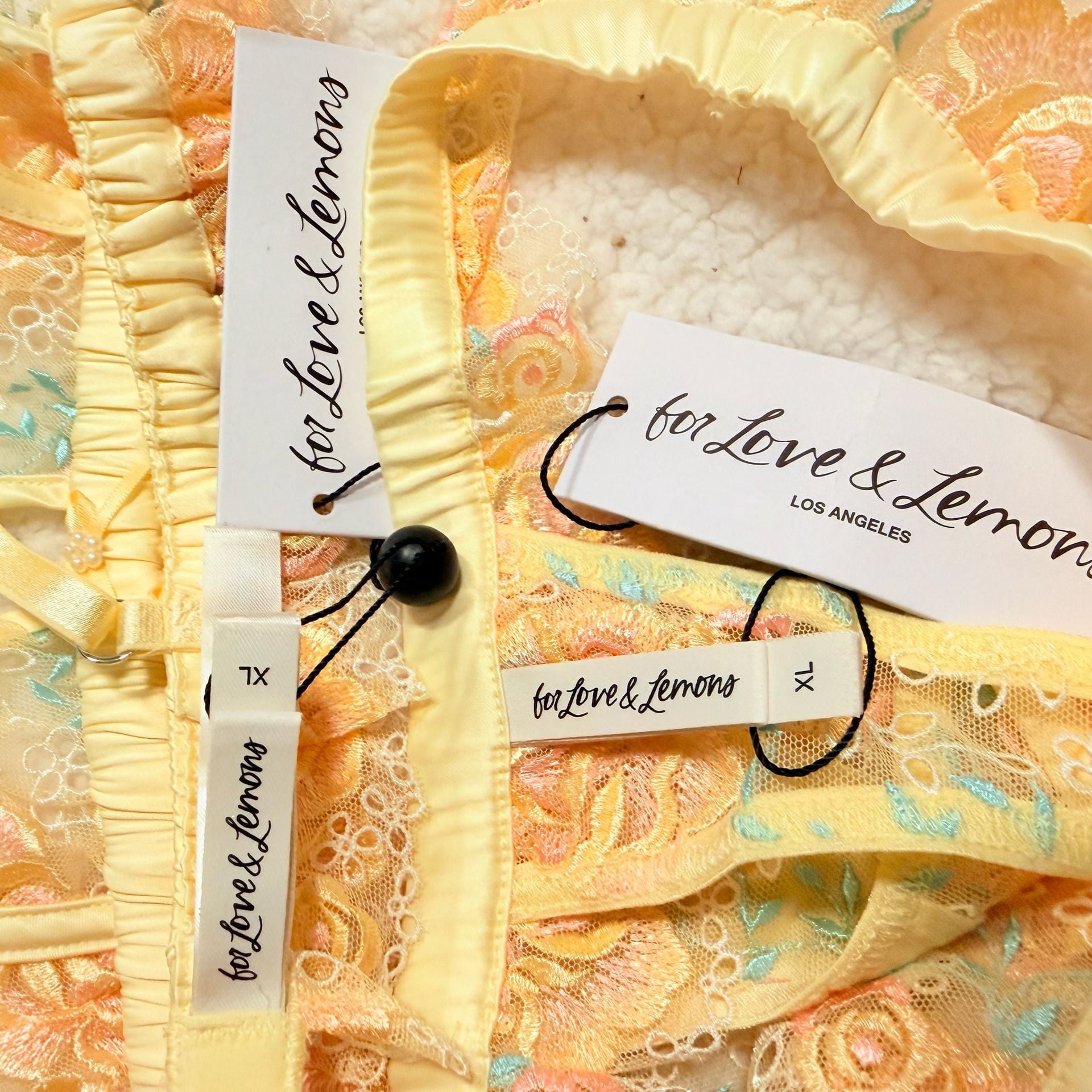 For Love & Lemons Yellow Rose Lingerie Set XL 5