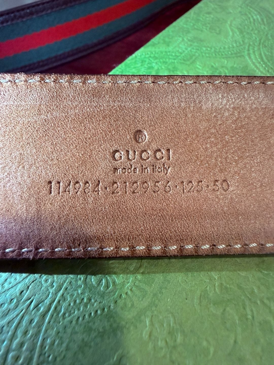 Gucci Interlocking G Web Stripe Belt Size 125 50 Brown Leather 4