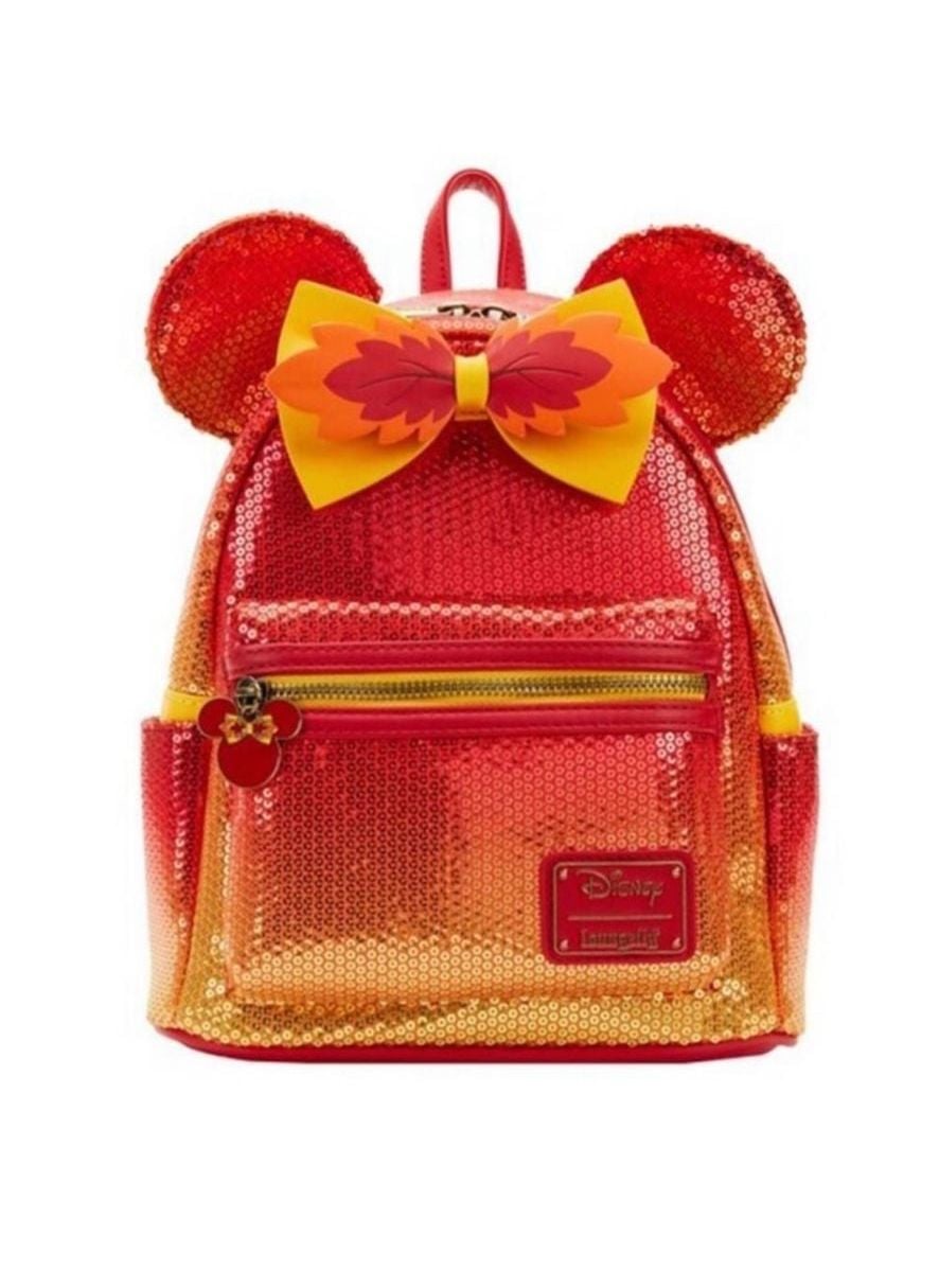 New Loungefly Disney Exclusive Fall Sequin Minnie Mouse Ombre Mini Backpack 2