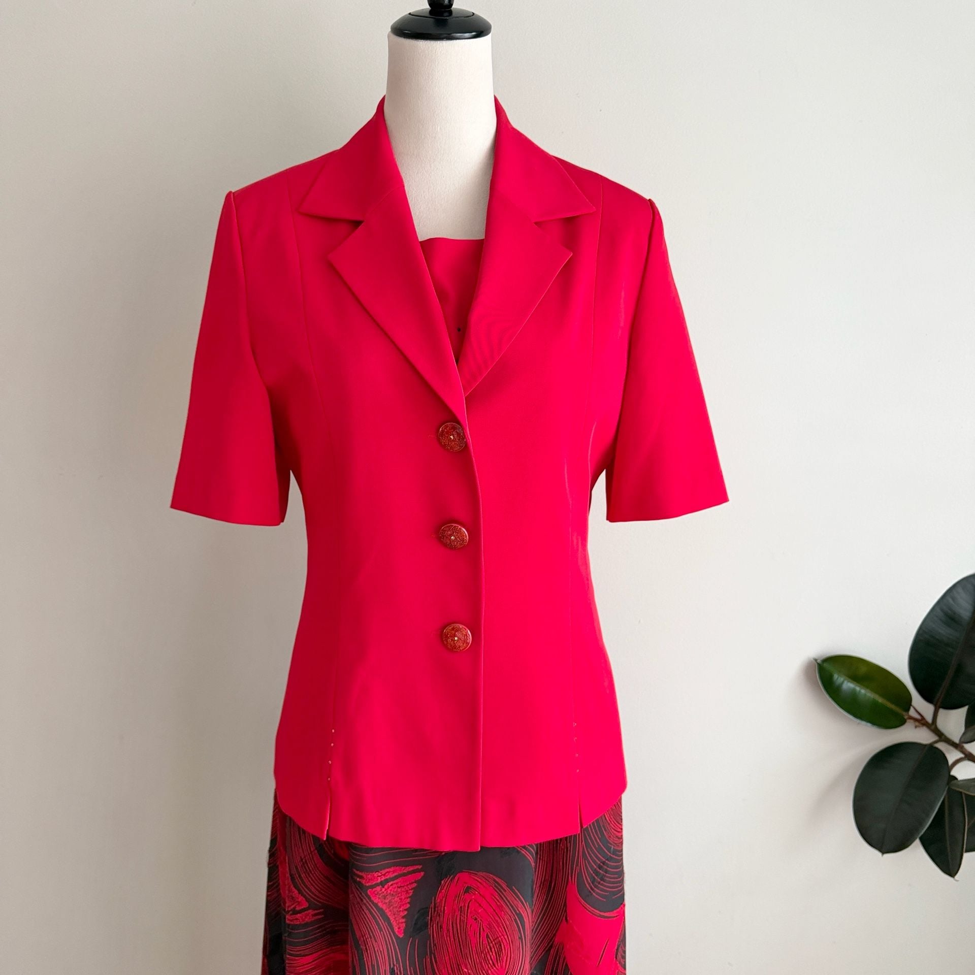Vintage Red Blazer And Dress 2-Piece Set 2