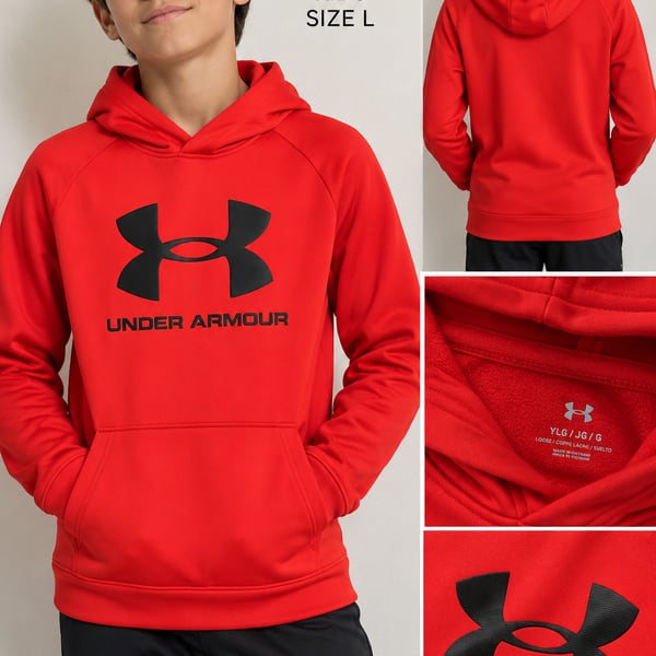 Under Armour Rival Fleece Big Logo Hoodie Size YLG Red