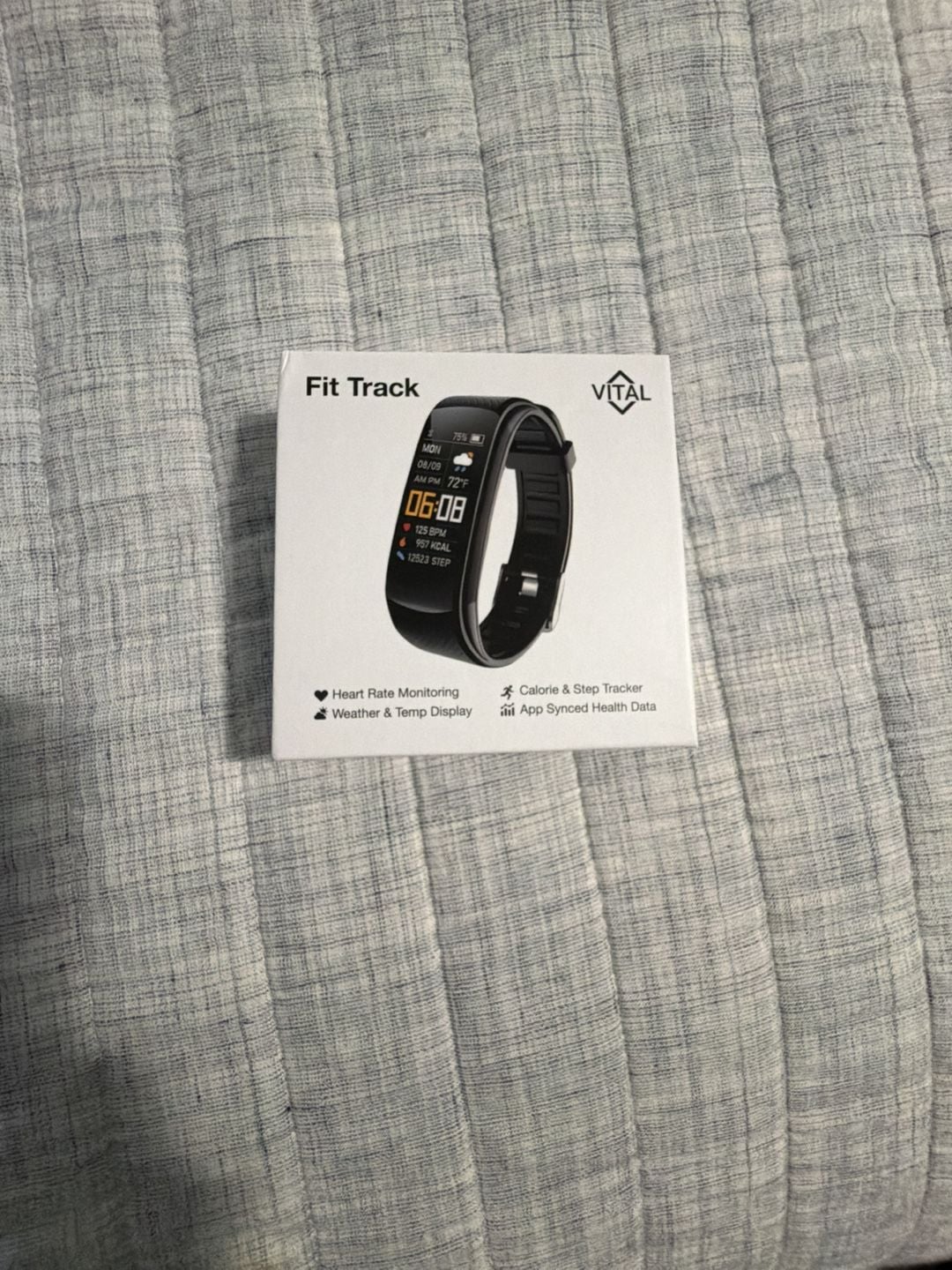 Vital Fit Track Fitness Tracker Black with Extra White Band 1