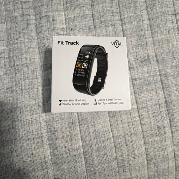 Vital Fit Track Fitness Tracker Black with Extra White Band