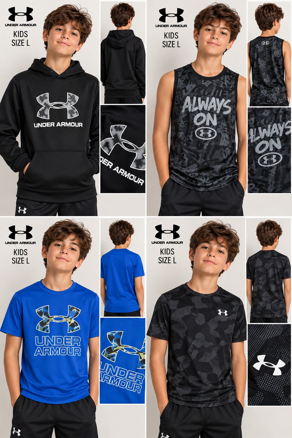 Under Armour Kids Size L Tops Bundle Hoodie Tanks T-Shirts Lot 1