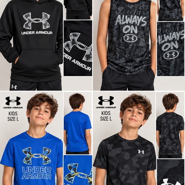 Under Armour Kids Size L Tops Bundle Hoodie Tanks T-Shirts Lot