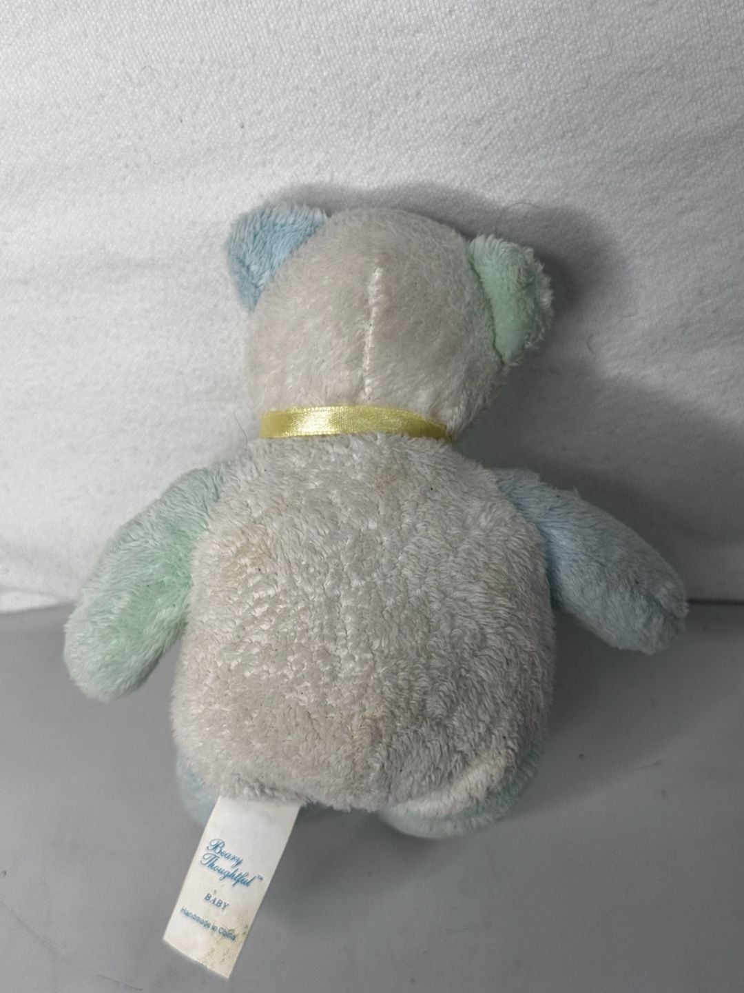 Beary Thoughtful Baby Plush Teddy Bear Pastels Bow Embroidered Blocks 2