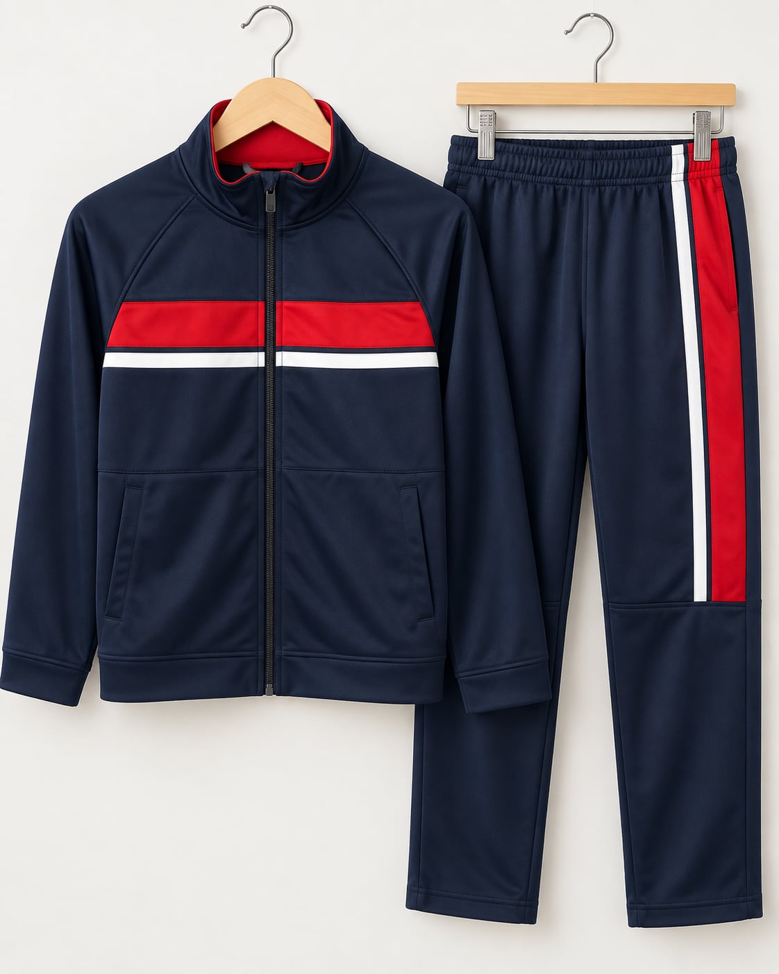 Athletic Works Boys Tricot Tracksuit Size L Navy Blue Red White 2