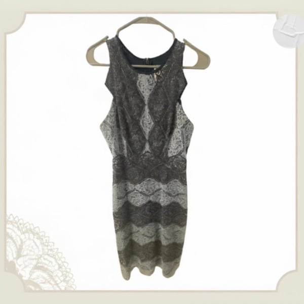erin fetherston Dress Size 8 Gray Blue Lace Cutout Bodycon