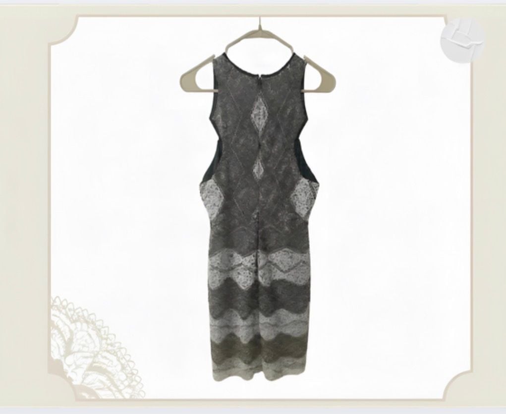 erin fetherston Dress Size 8 Gray Blue Lace Cutout Bodycon 3