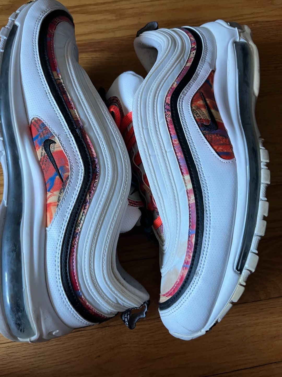 Nike Air Max 97 Size 12 White Multicolored Graphic Sneakers 4