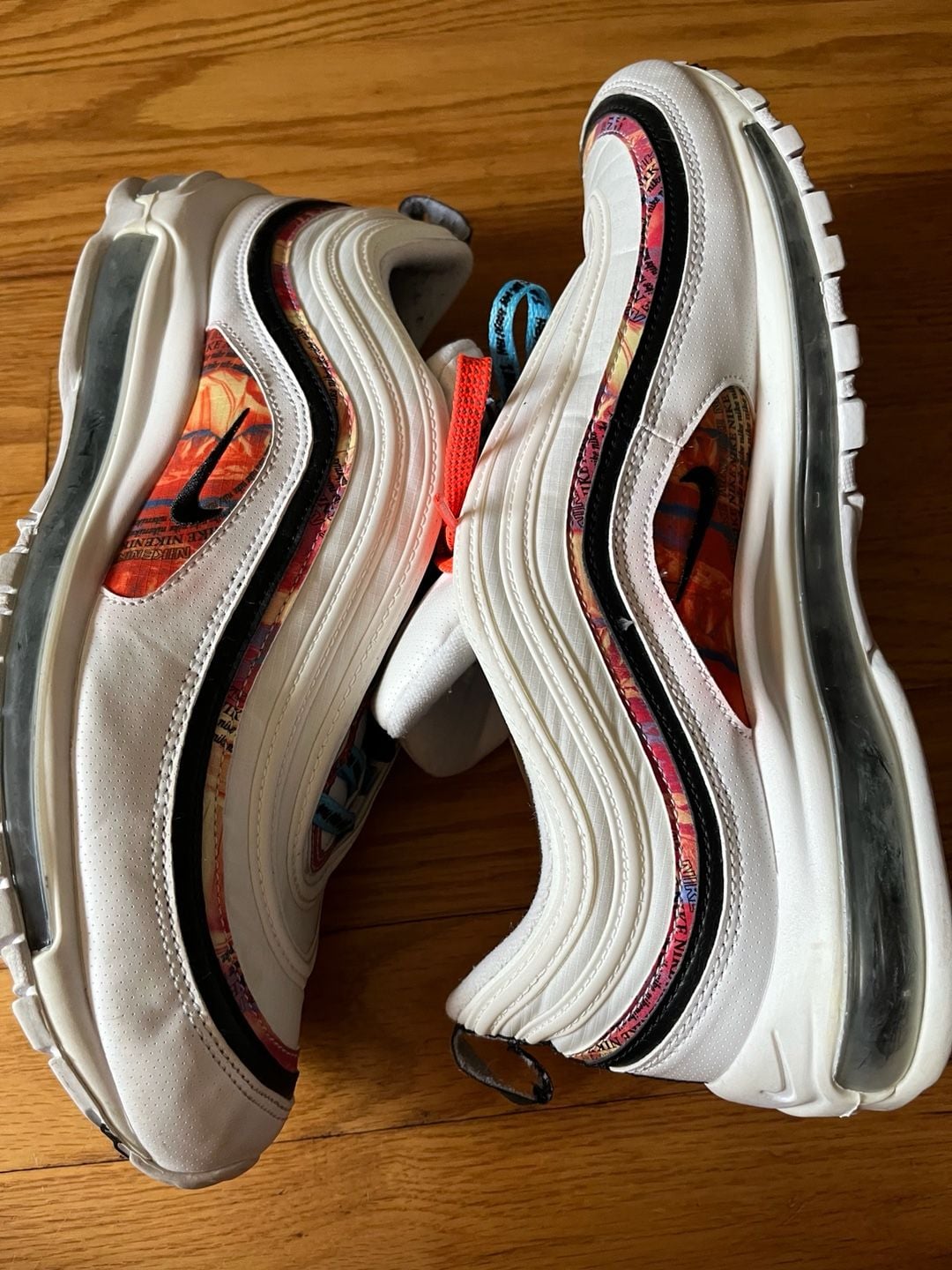 Nike Air Max 97 Size 12 White Multicolored Graphic Sneakers 5