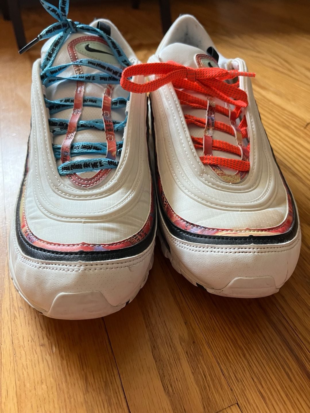 Nike Air Max 97 Size 12 White Multicolored Graphic Sneakers 7