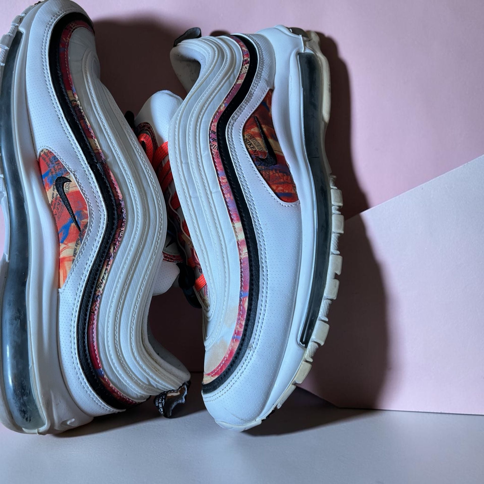 Nike Air Max 97 Size 12 White Multicolored Graphic Sneakers 2