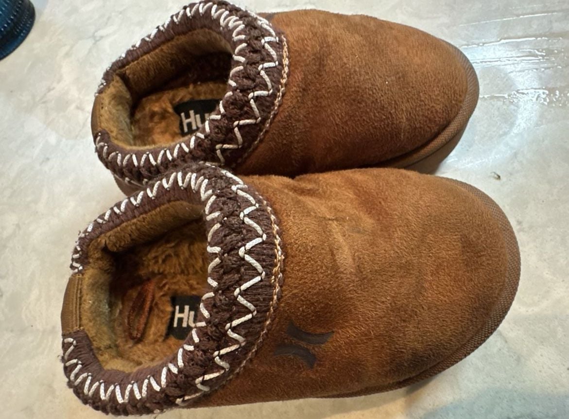 Hurley Kids Modi Slippers Size 7 Brown Indoor Outdoor 3