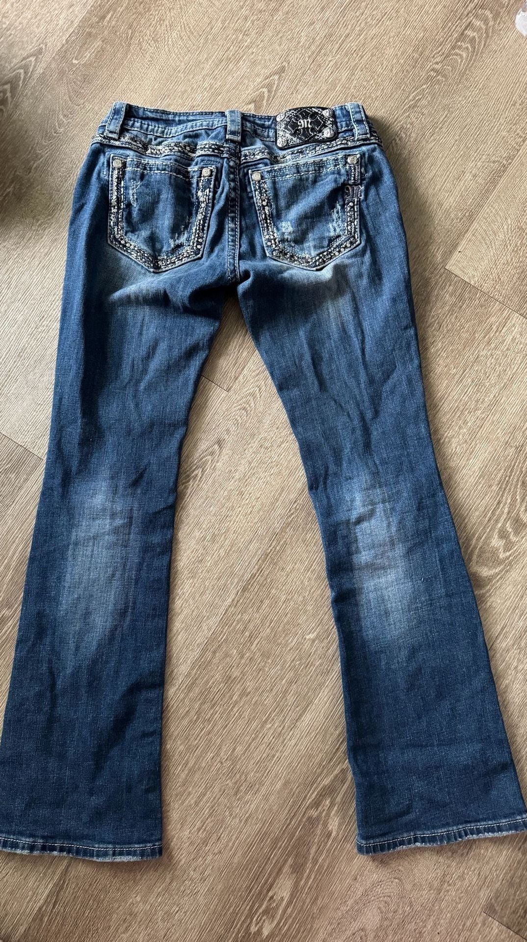 Miss Me Signature Bootcut Jeans Size 26 Rhinestone Embellished Blue Denim 7