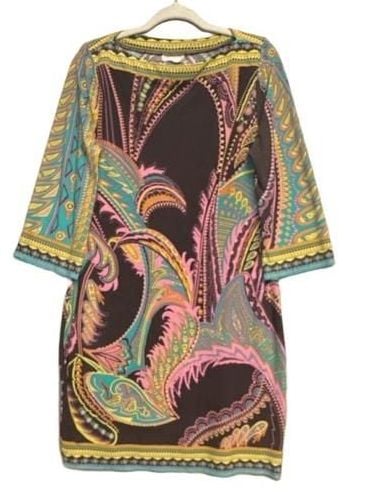 Y2K Paisley Dress Size S Boat Neck Colorful Print 2