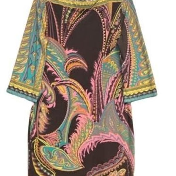Y2K Paisley Dress Size S Boat Neck Colorful Print
