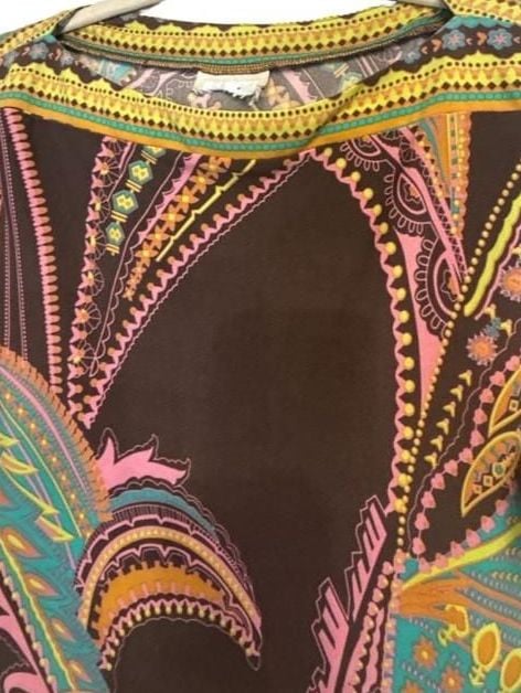 Y2K Paisley Dress Size S Boat Neck Colorful Print 4