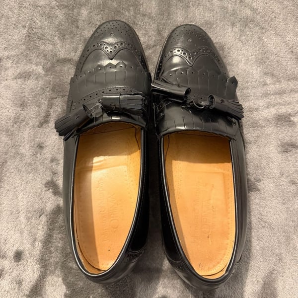 Johnston & Murphy Optima Tassel Loafers Size 7 D/B Black Leather Brogue