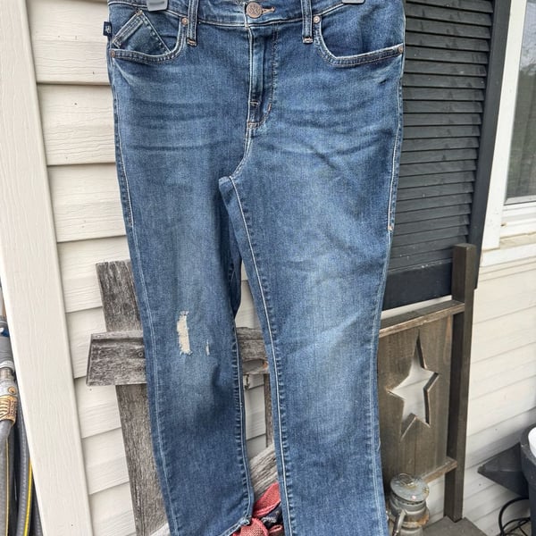 Rock & Republic Fixx Mid Rise Skinny Jeans Size 12M Blue Distressed