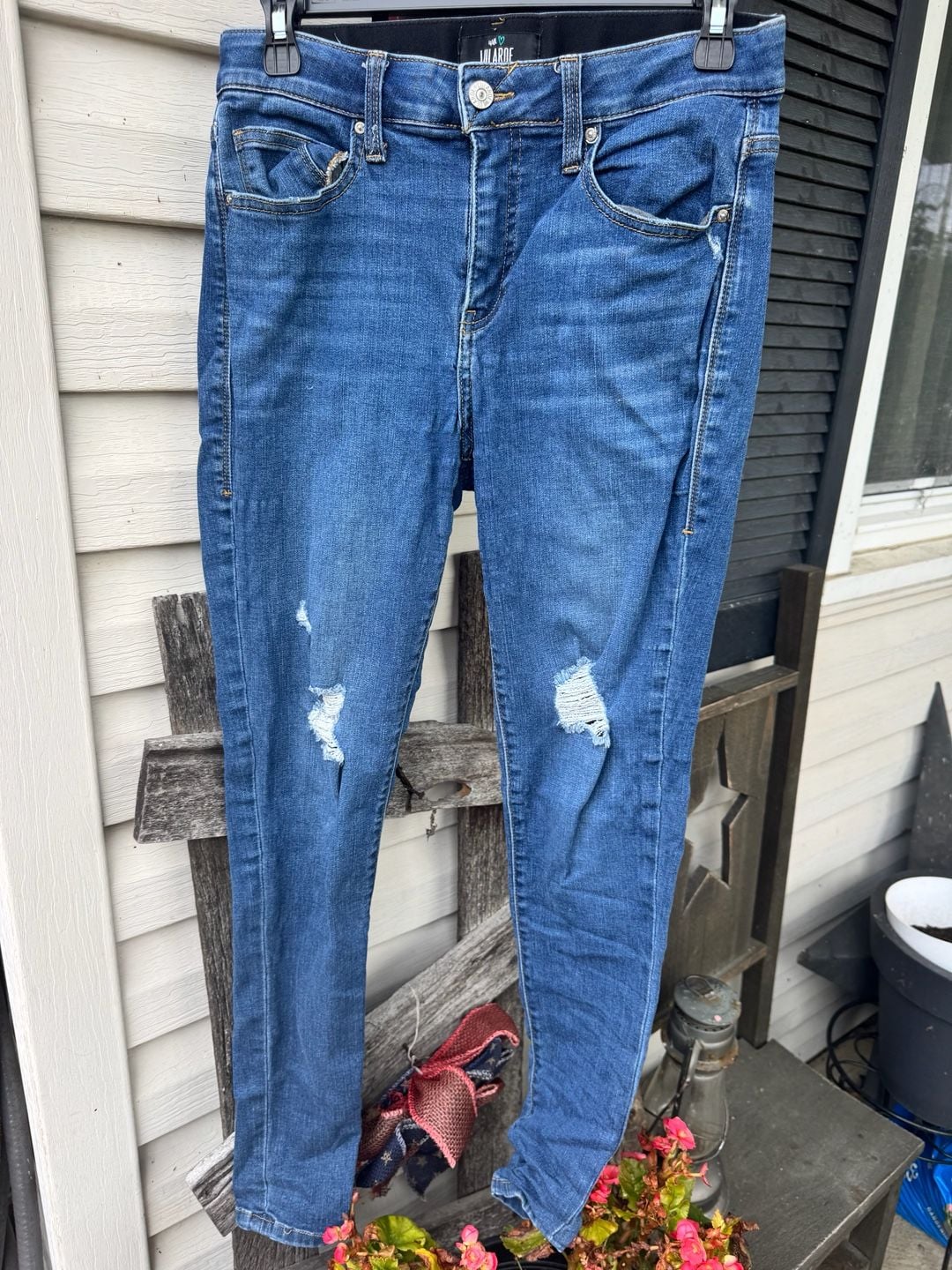LuLaRoe Distressed Skinny Jeans Size 28 Blue Denim 2