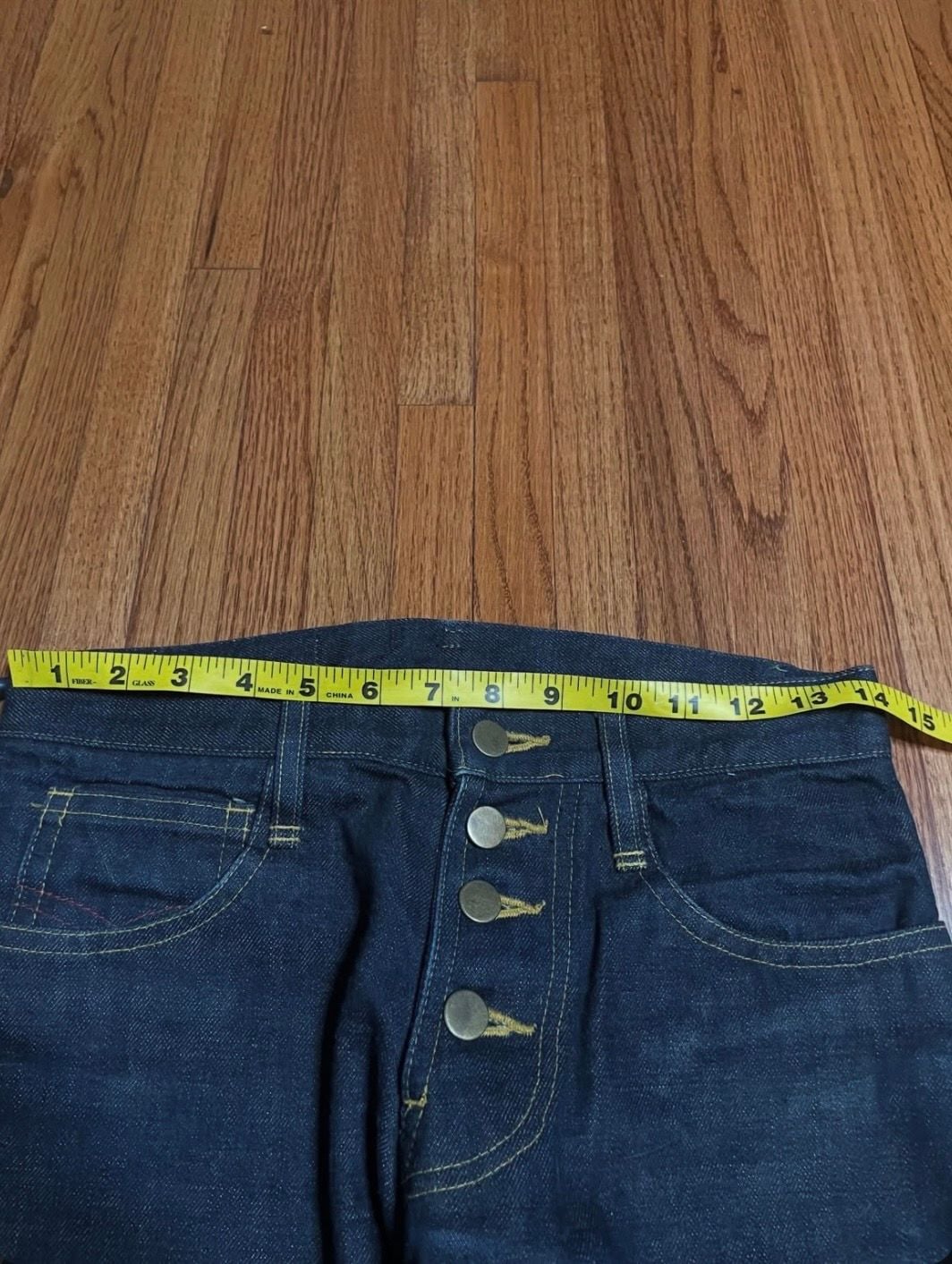Nemeth Denim Jeans Dark Blue Button Fly Cut Out Knees 7